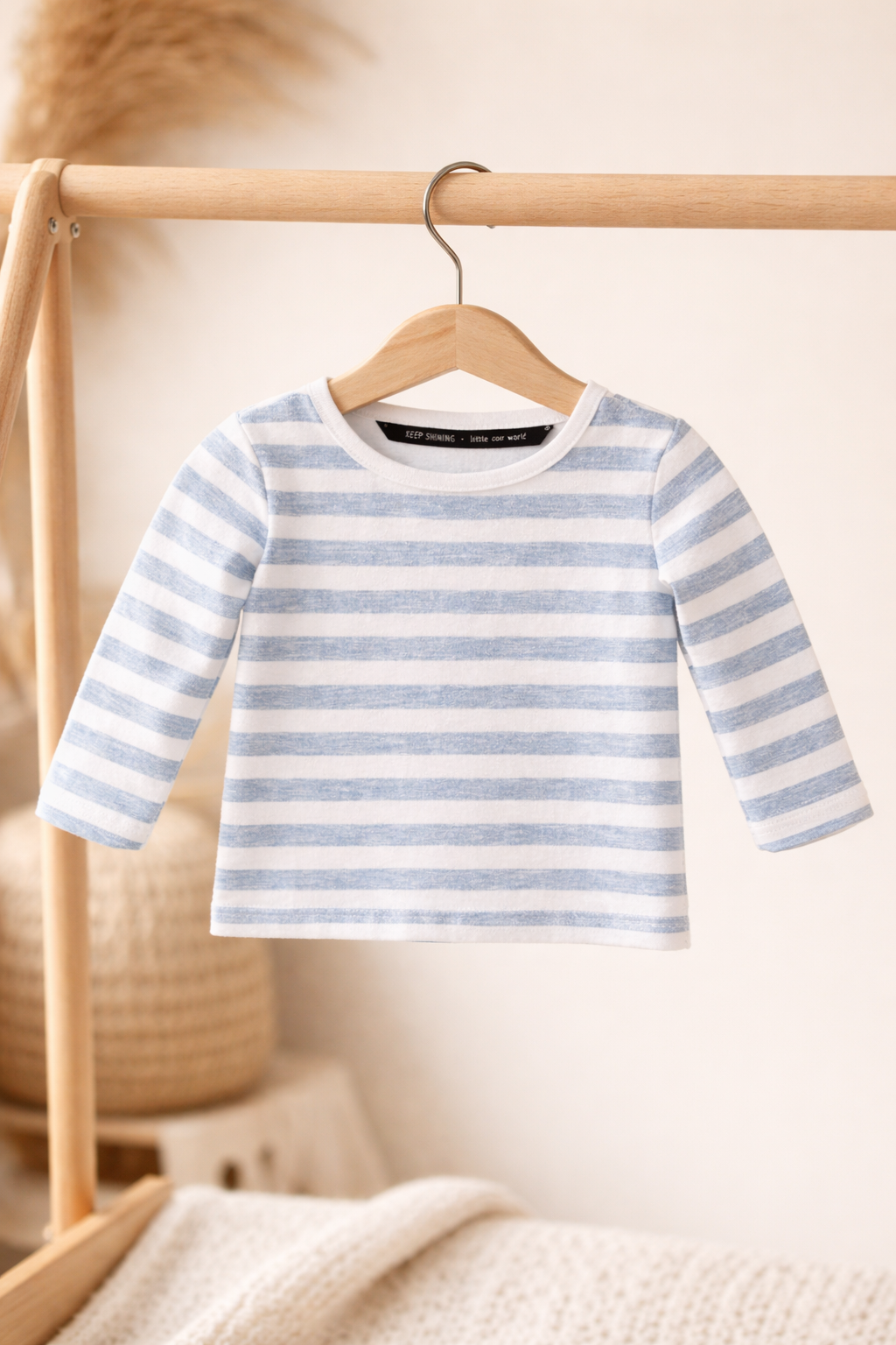 T-shirt manches longues enfant – Rayé bleu et blanc