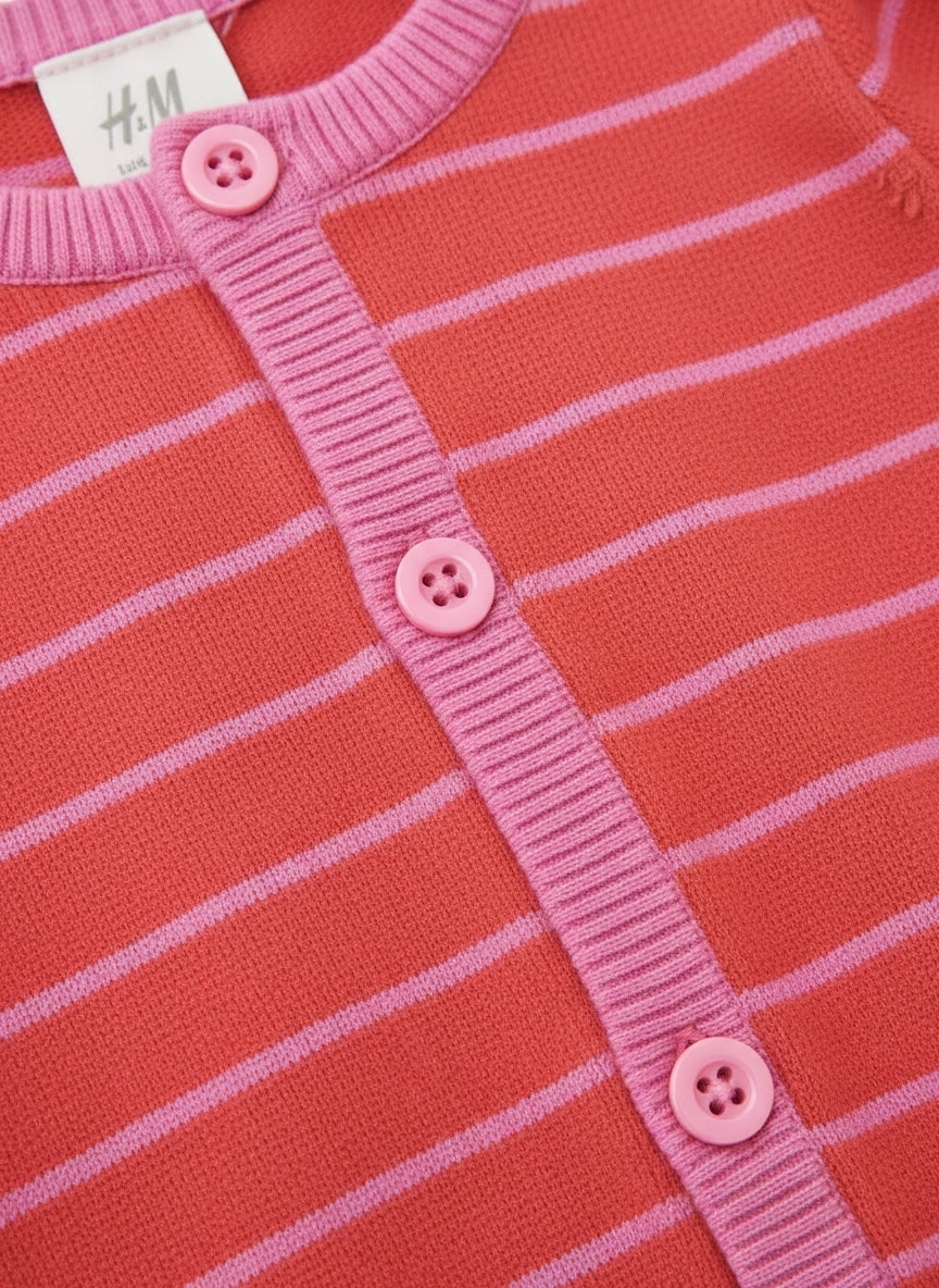 H&M Cardigan Rot Gestreift Pink