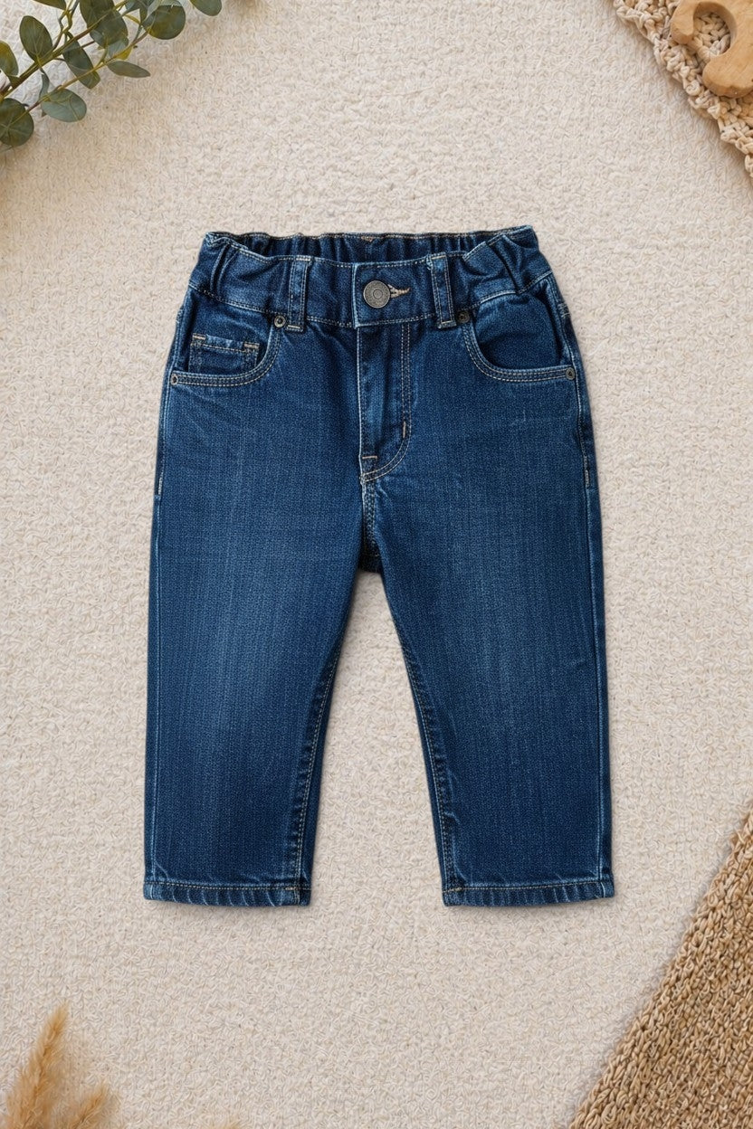 Jeans Blau Elastischer Bund Straight Fit