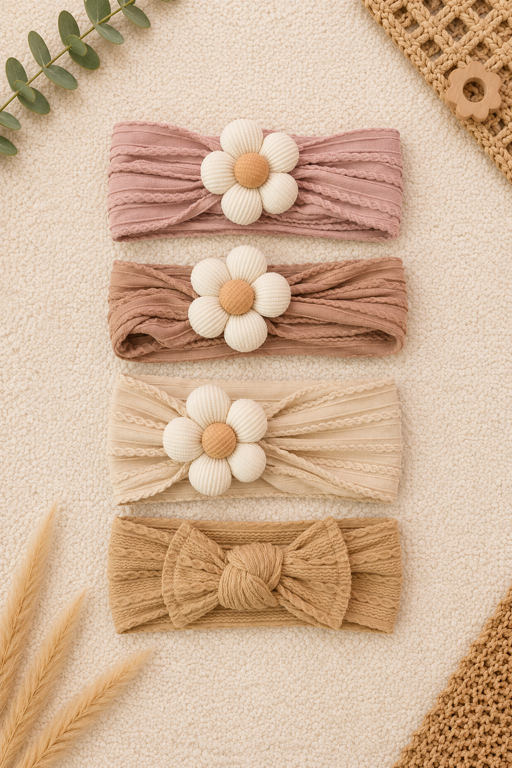 4er Set Baby Stirnbänder 3-24 M