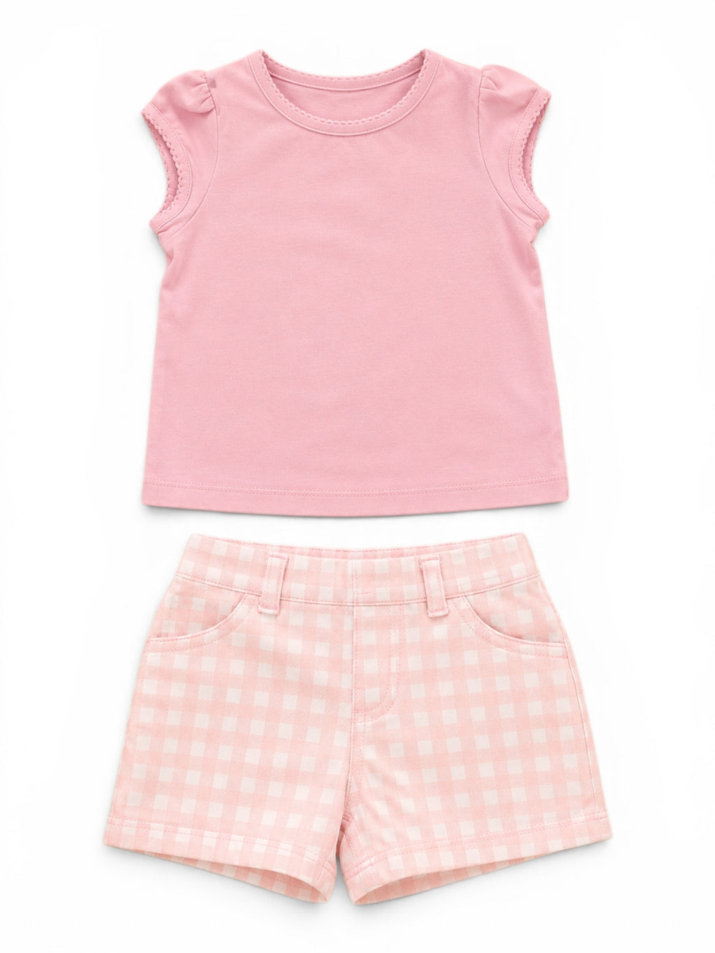 Rosa Set T-Shirt & Gingham-Shorts