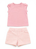 Rosa Set T-Shirt & Gingham-Shorts