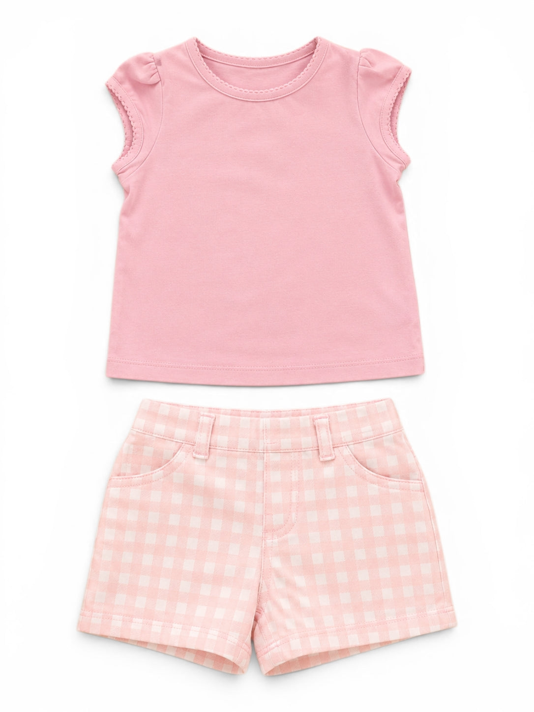 Rosa Set T-Shirt & Gingham-Shorts