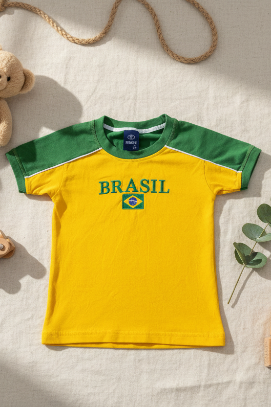T-shirt enfant Brésil Jaune-Vert