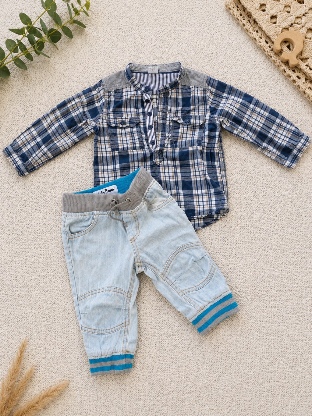 H&M Hemd & Jeans Hellblau
