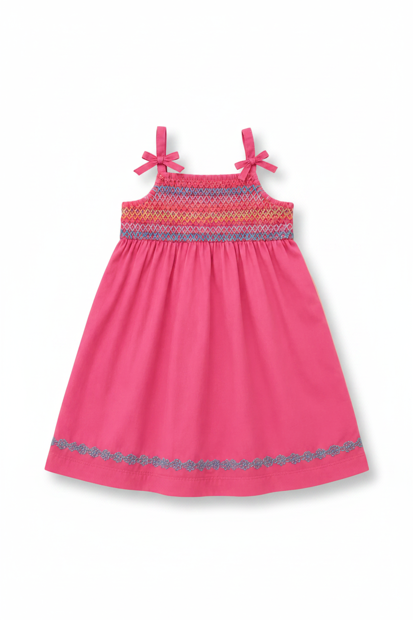 Pinkes Sommerkleid mit Stickerei