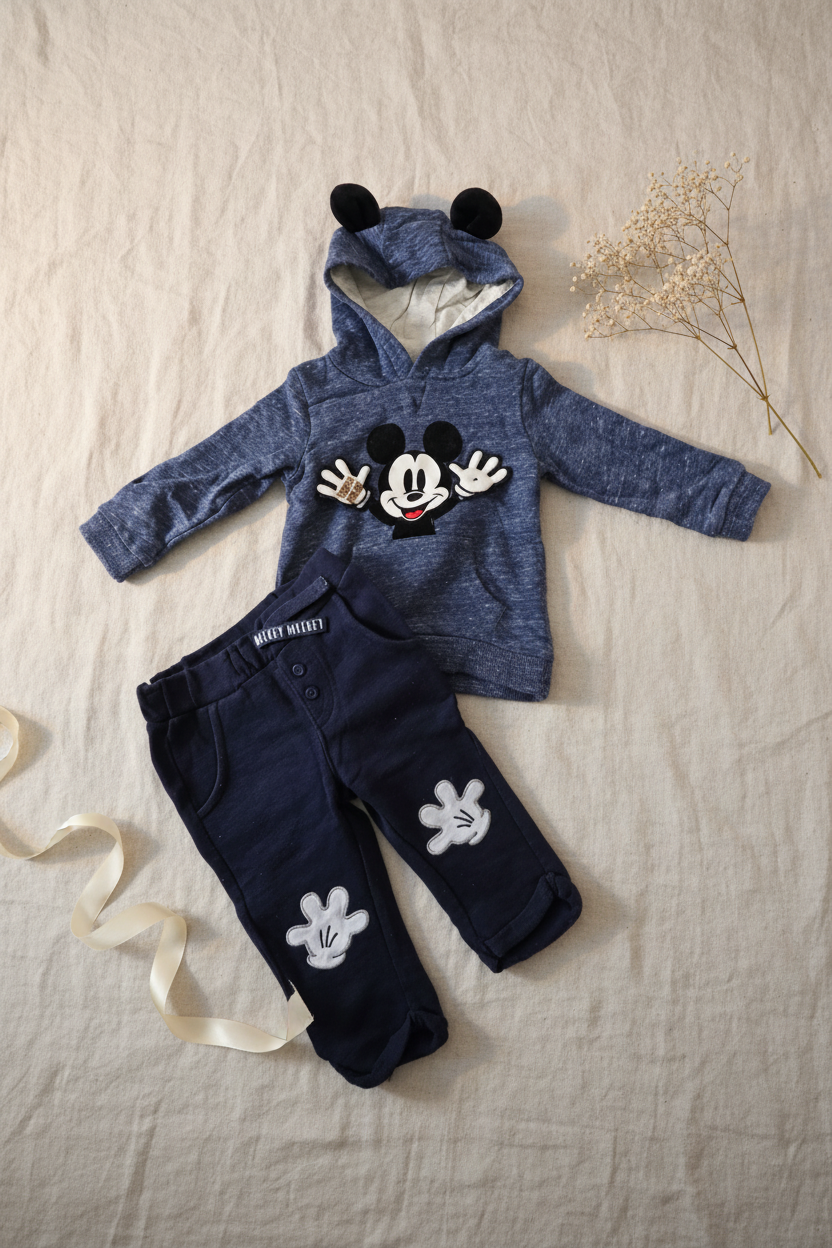 Baby-Set Mickey Mouse Hoodie mit Ohren & Jeans H&M