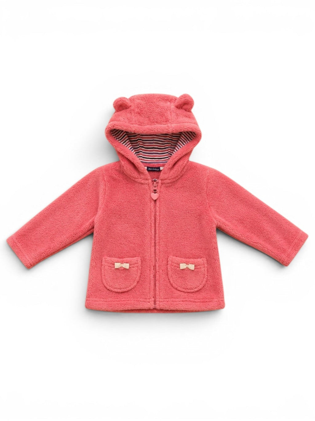 Baby-Fleecejacke Koralle mit Kapuze & Bärenohren