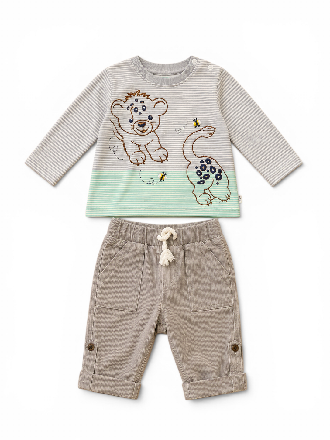 Baby-Set Leopard Langarmshirt & Cord-Shorts