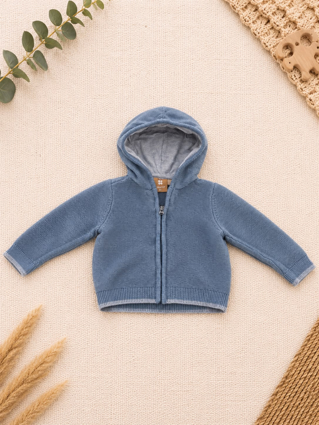 Manor Baby-Strickjacke Jeansblau mit Kapuze