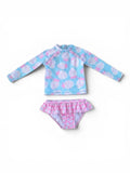 Badeset Langarm Hellblau Cupcakes & Rosa Rüschenhose