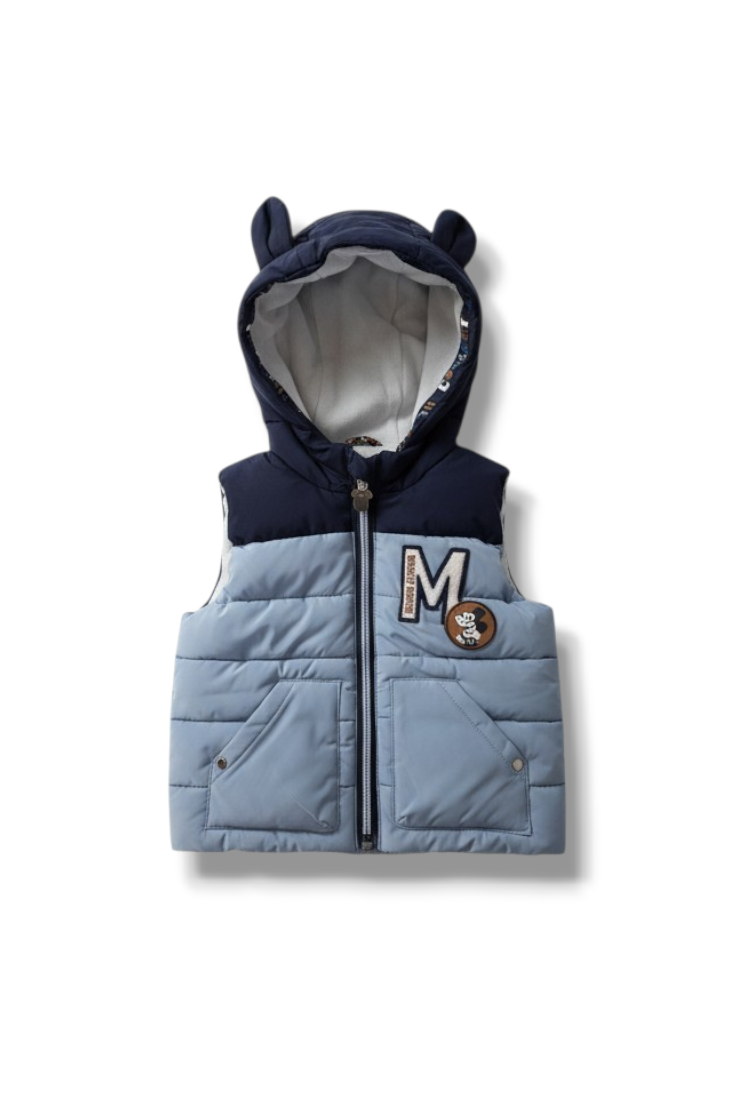 Gilet bébé doublé avec capuche 💙