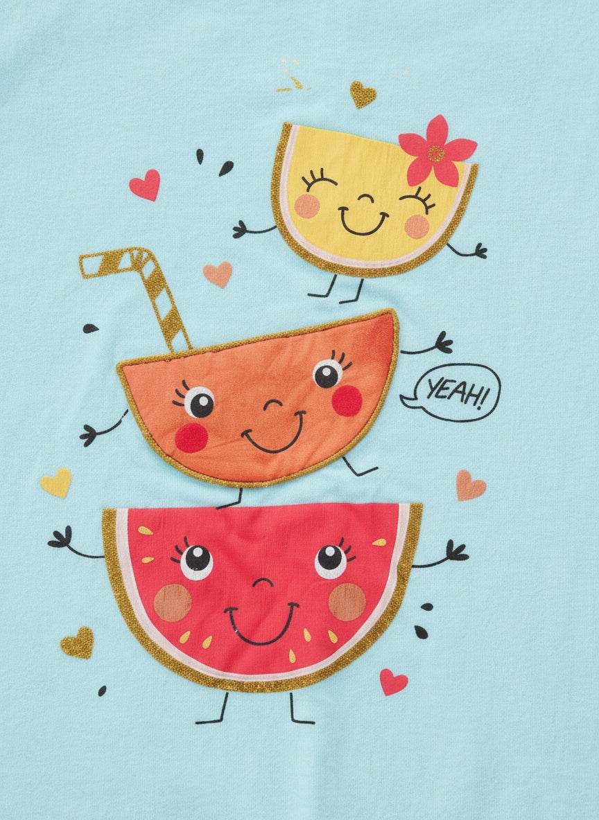 T-Shirt Hellblau Wassermelone