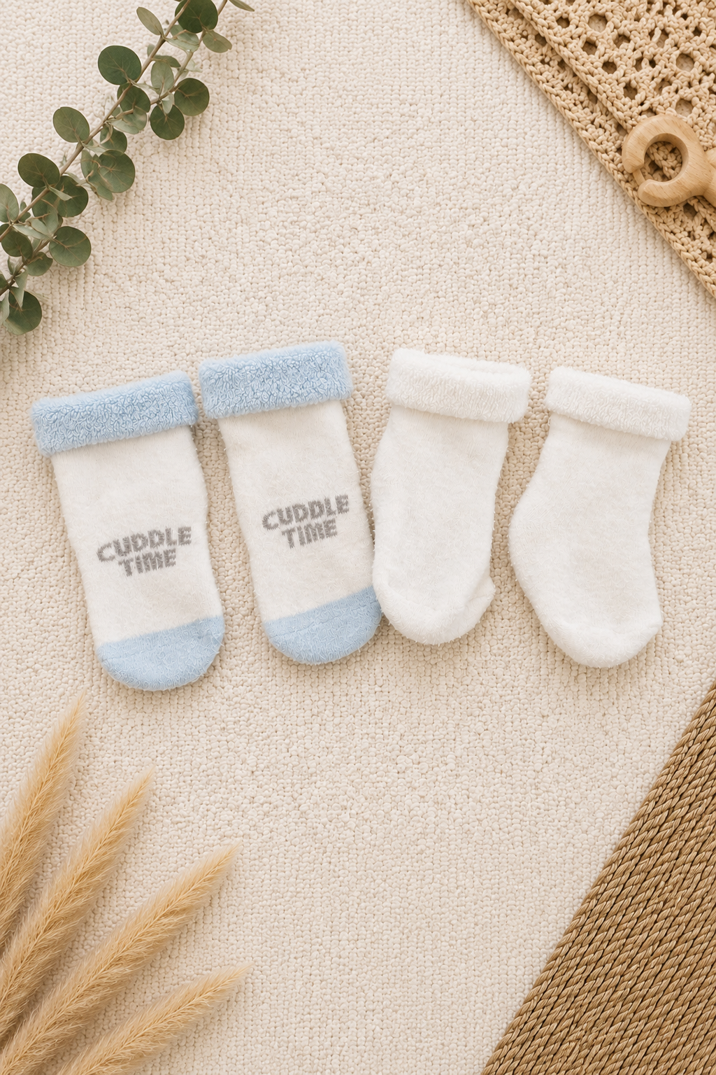2er Set Babysocken Blau/Weiss