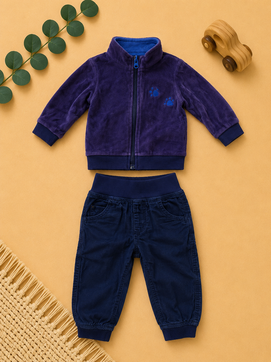 Baby-Set Velour-Jacke & Jeans-Jogginghose