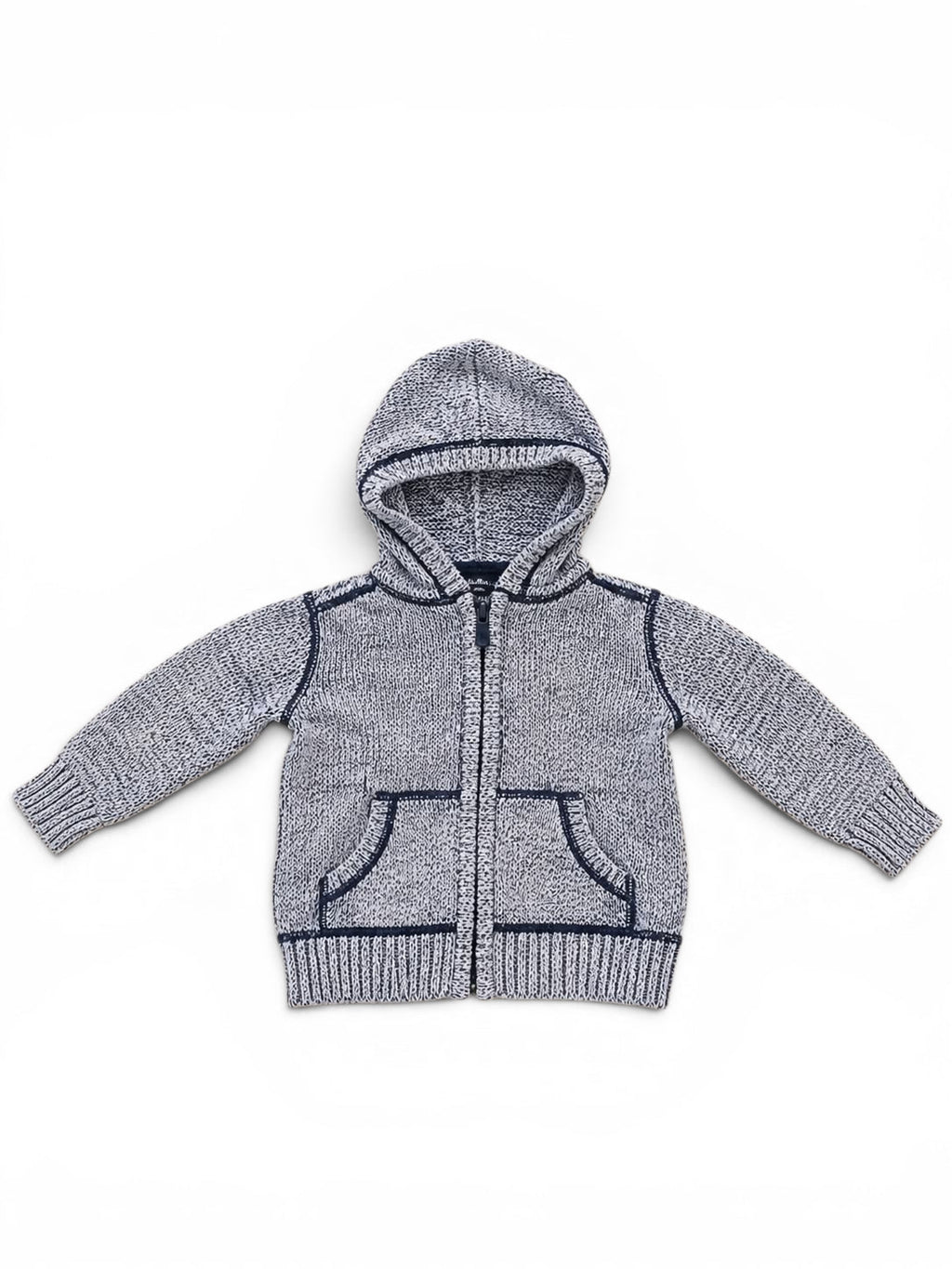 Baby-Strickjacke Grau-Melange mit Kapuze