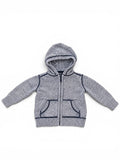Baby-Strickjacke Grau-Melange mit Kapuze