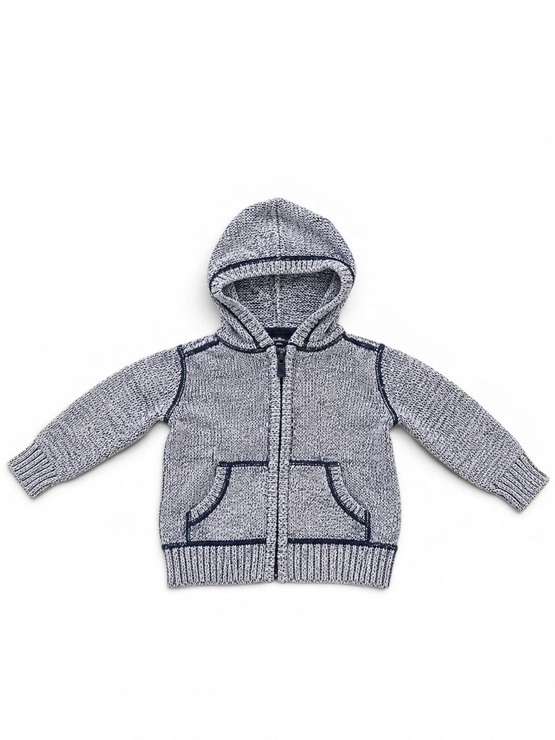Baby-Strickjacke Grau-Melange mit Kapuze