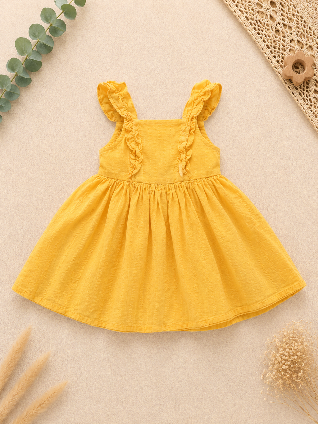 Kleid Gelb Rüschen