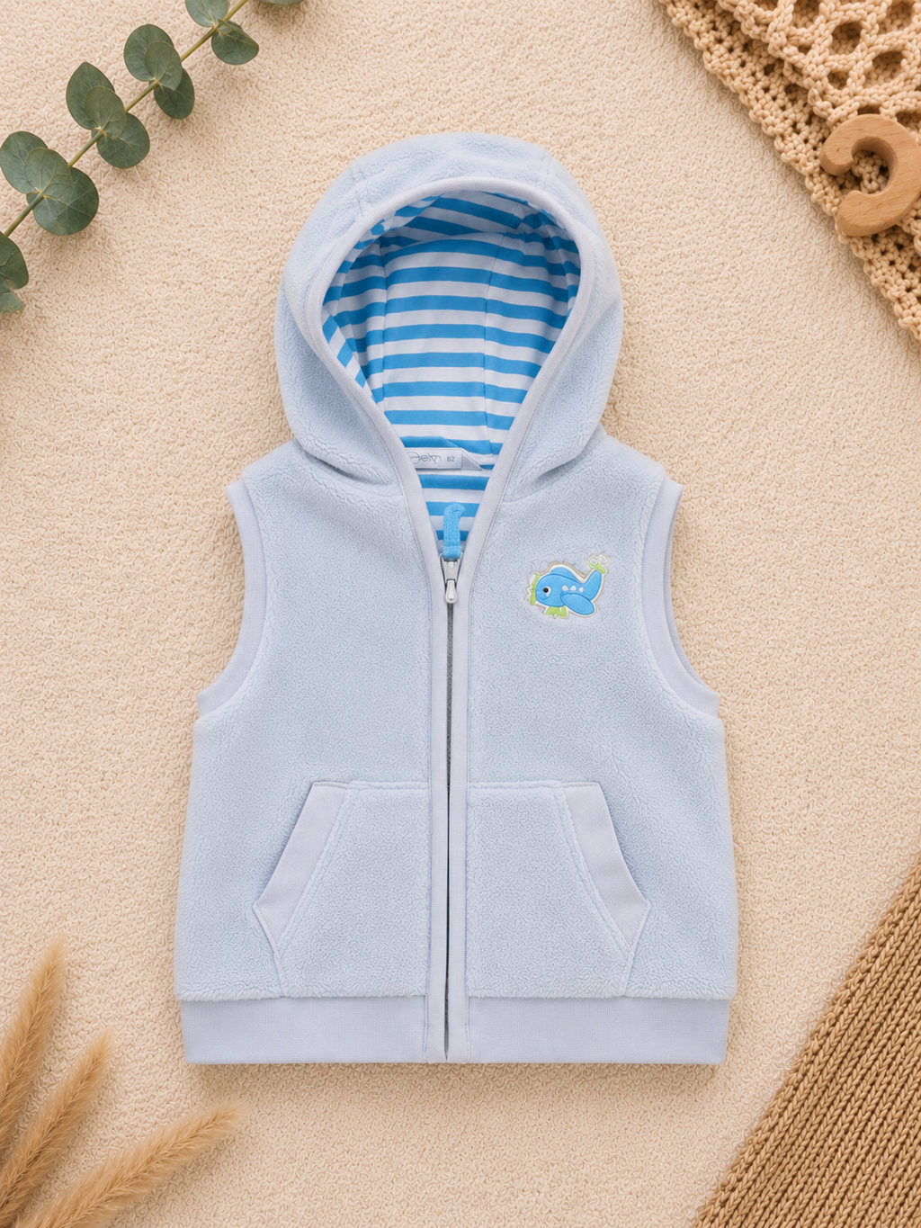 Baby-Fleeceweste Hellblau Wal