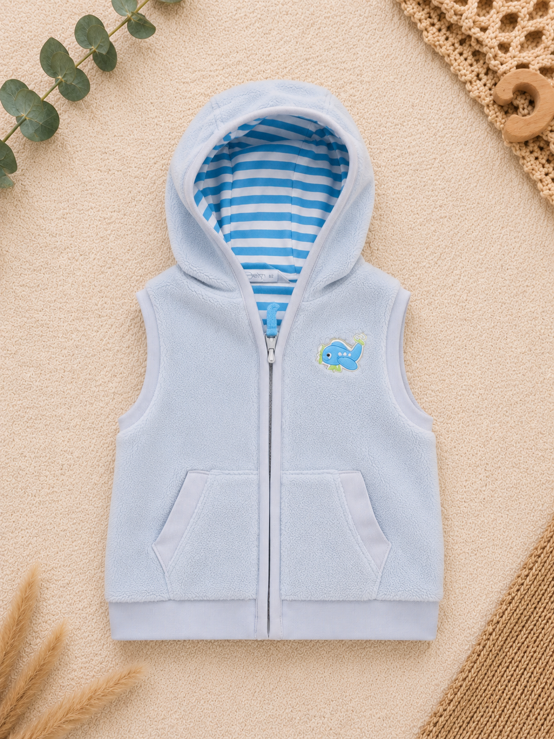 Baby-Fleeceweste Hellblau Wal