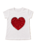 T-Shirt Herz-Pailletten weiss