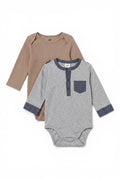 H&M 2er-Pack Langarm-Body Beige & Grau
