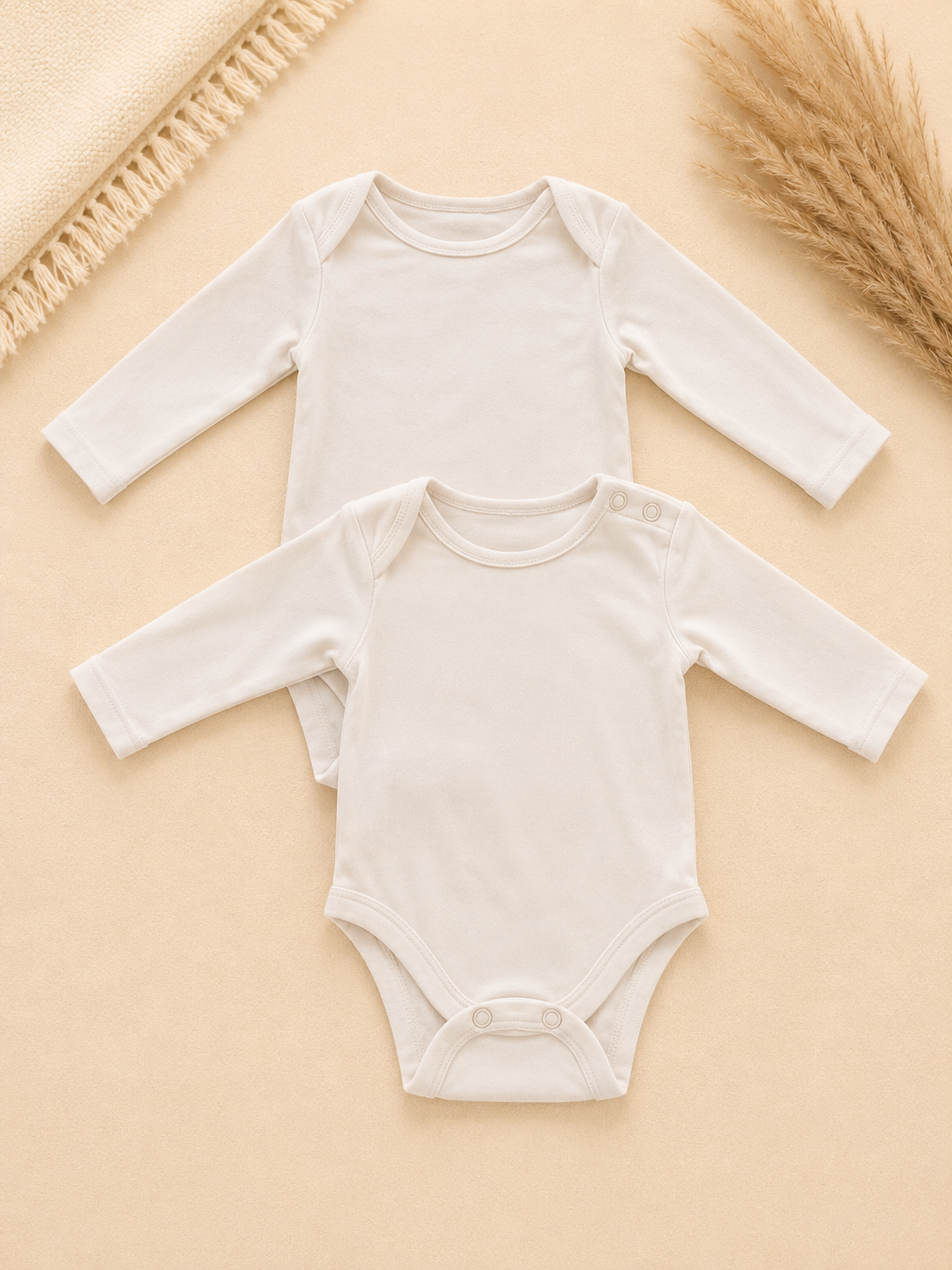 2er-Set Baby-Langarm-Bodys Creme/Weiss