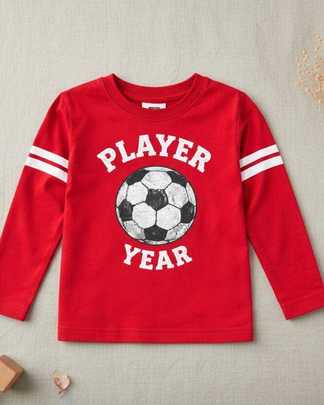 Kids' Long-Sleeve Shirt "Player Year" with Football Print ⚽