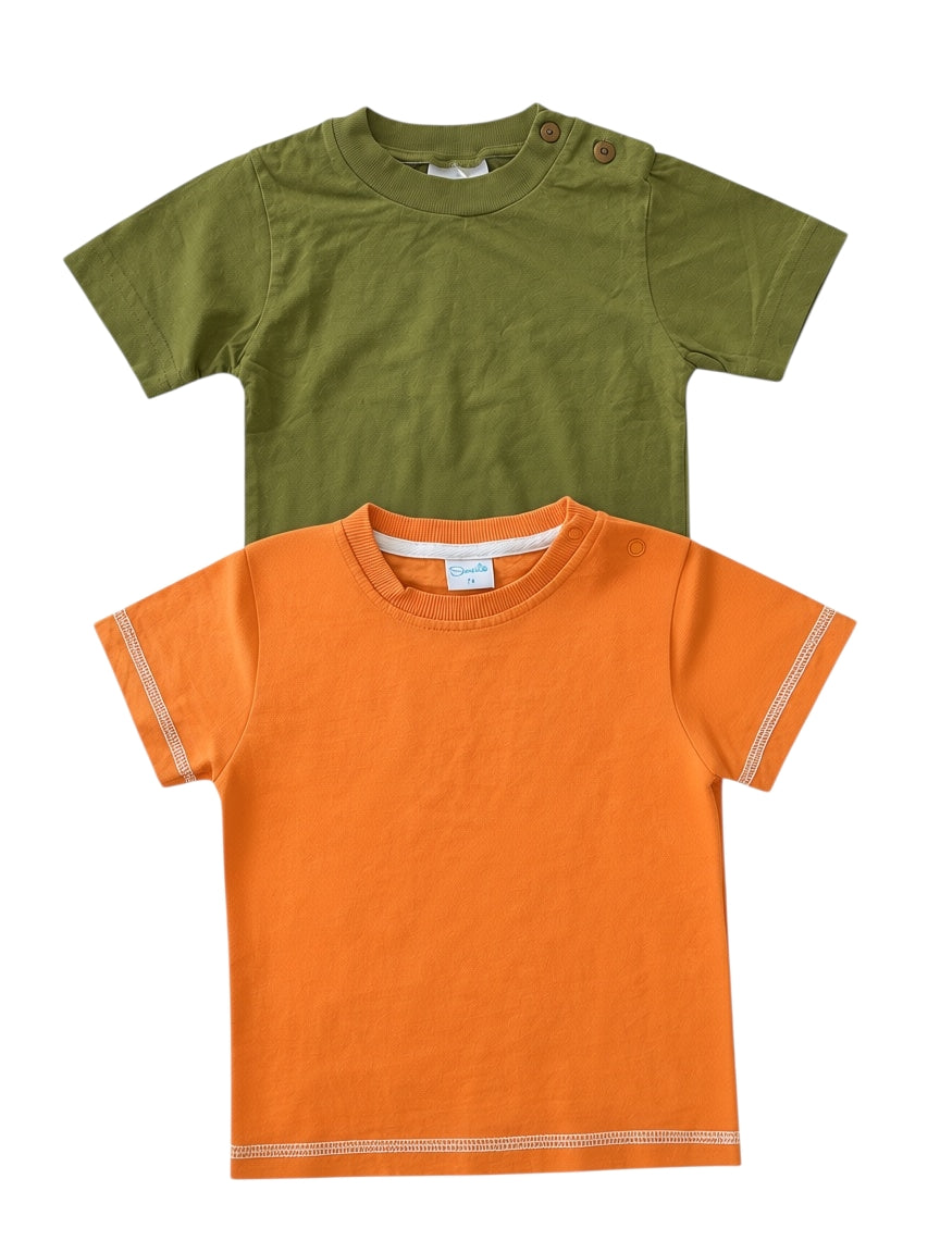 2er-Pack T-Shirt Oliv Orange