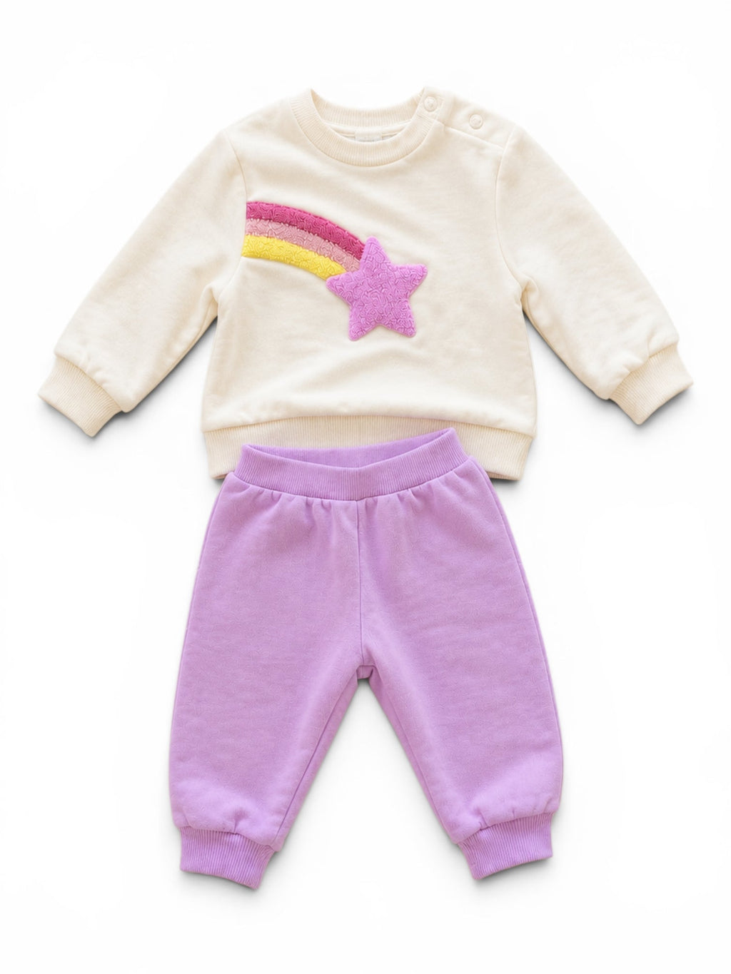 Set Sweatshirt Creme Sternschnuppe & Jogginghose Lila