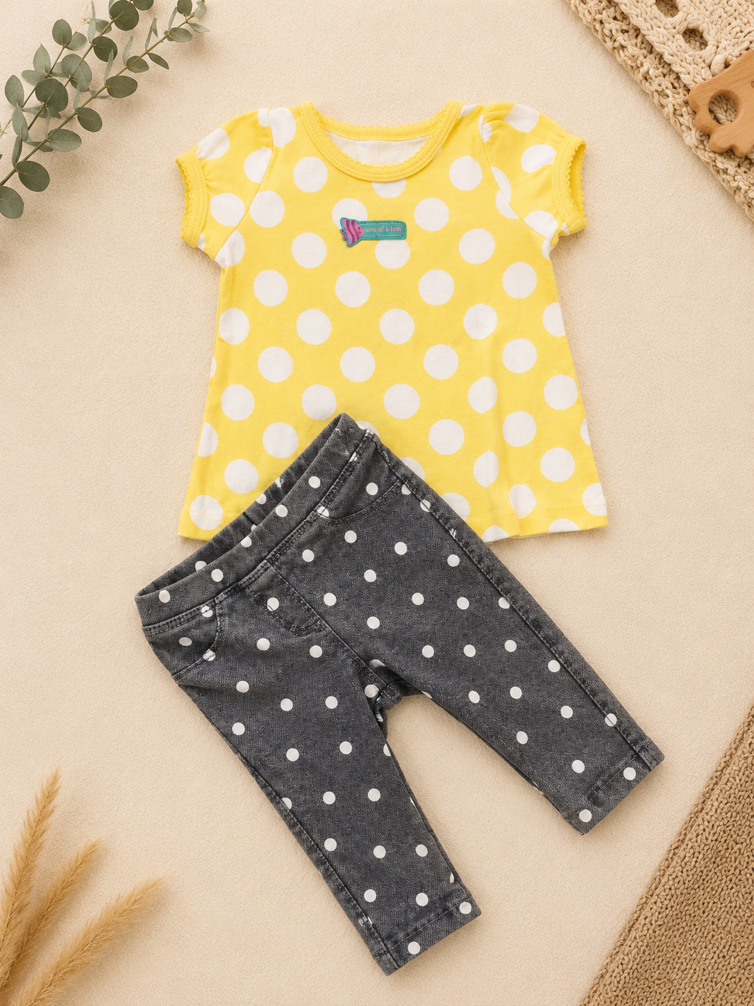 2er Set Top & Jeans Punkte