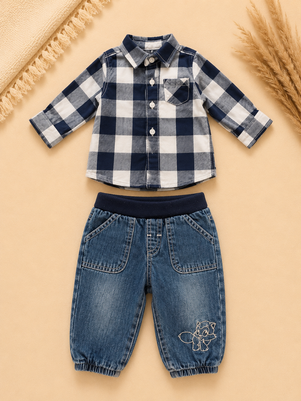Baby-Set Karo-Hemd & Jeans C&A
