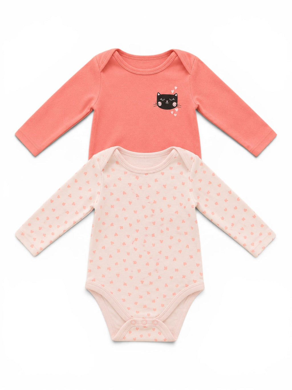 2er-Pack Baby-Bodys Langarm Katze & Herzchen
