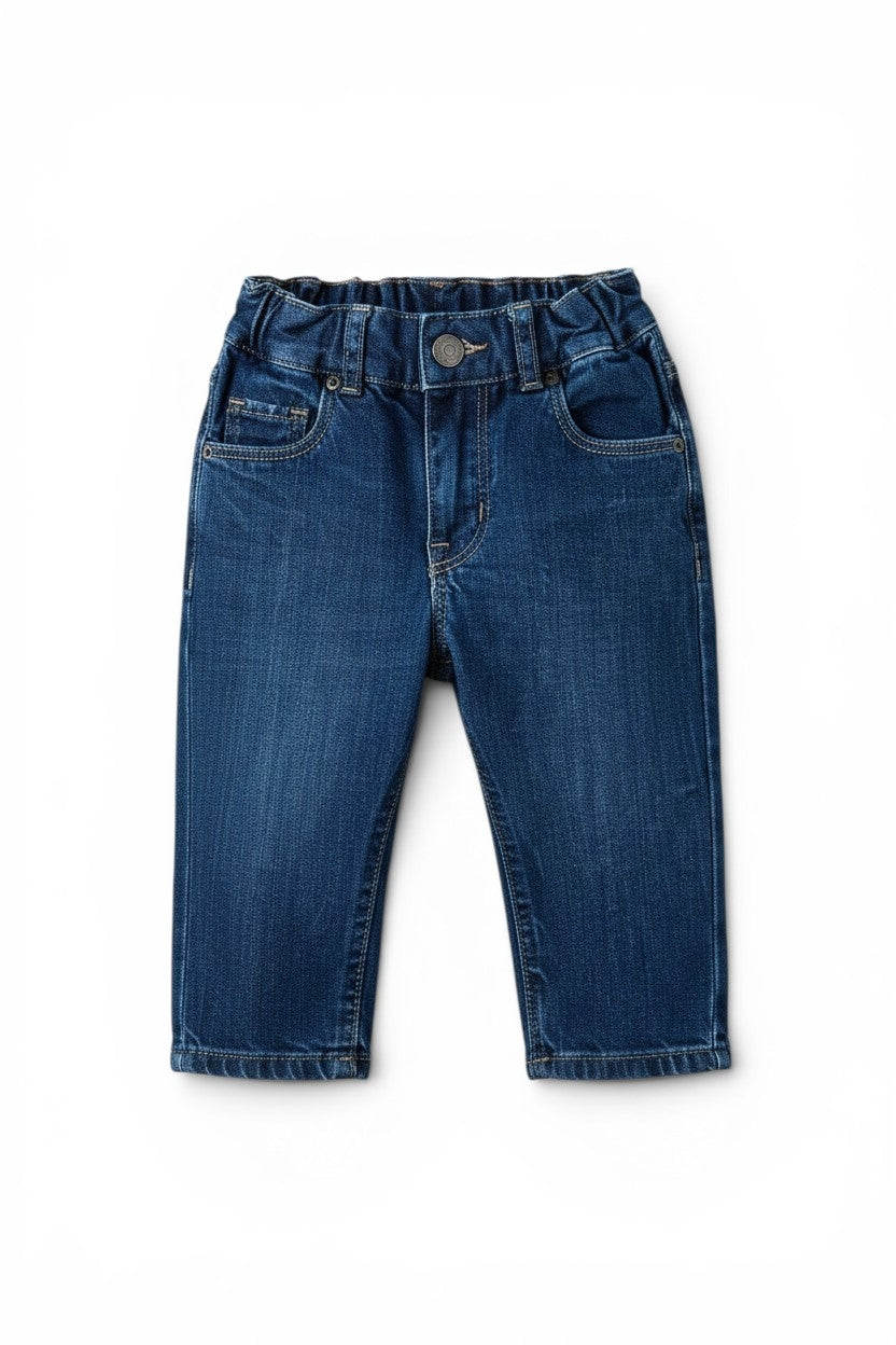 Jeans Blau Elastischer Bund Straight Fit