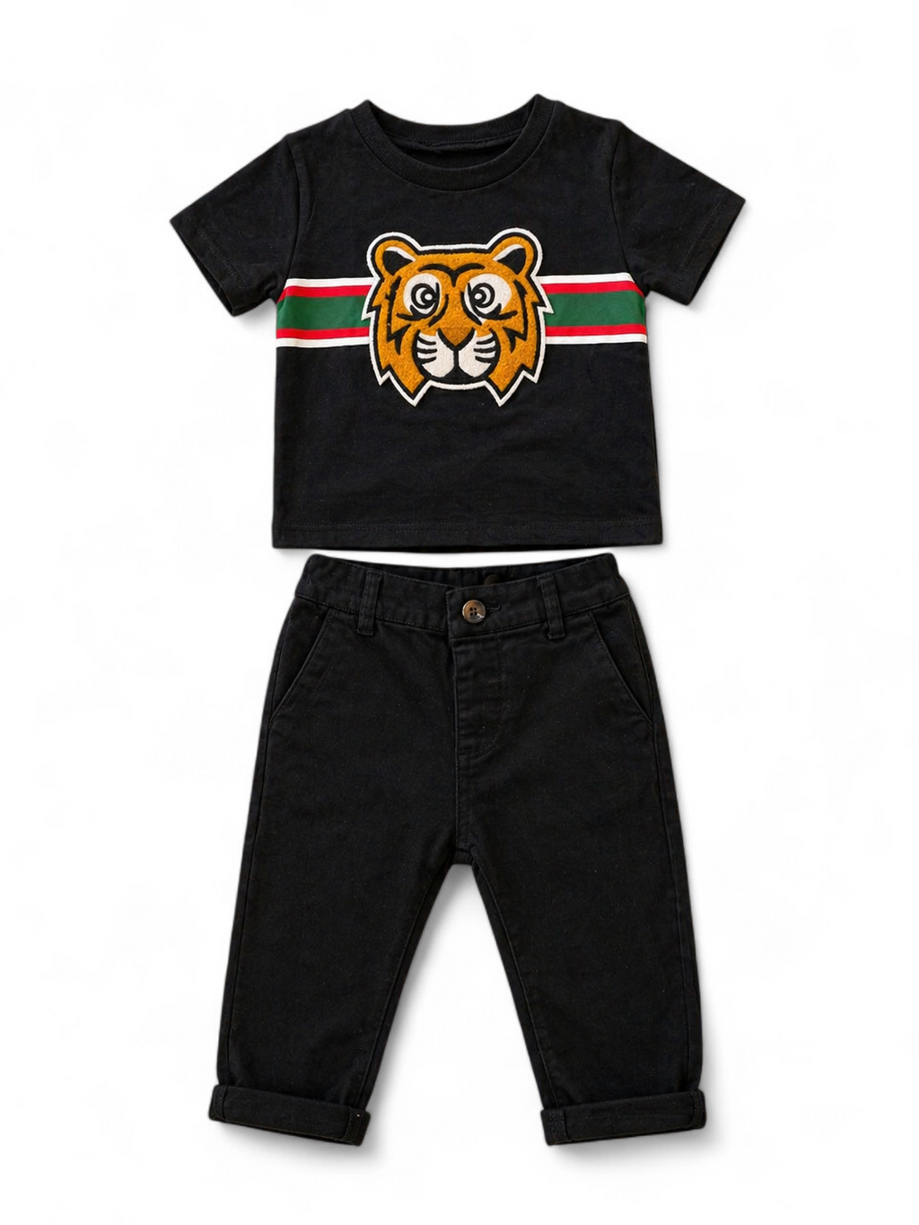 Baby Set – Schwarzes Tiger T-Shirt & Chino Next