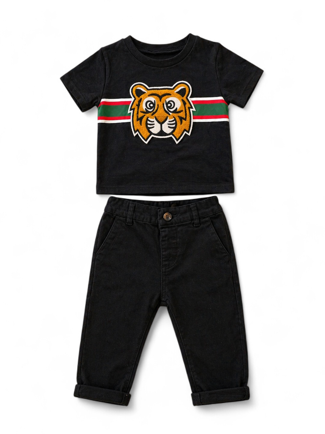 Baby Set – Schwarzes Tiger T-Shirt & Chino Next