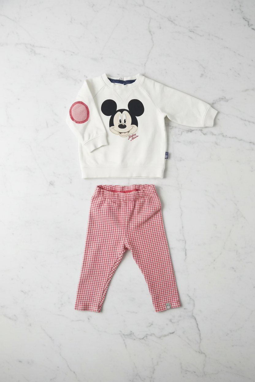 Sweet 2-piece baby set in white with Mickey motif 🖤