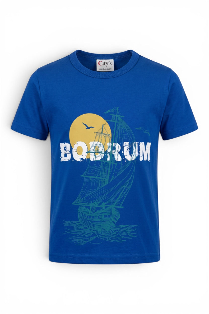 Kurzarm Shirt Royal-Blau Bodrum
