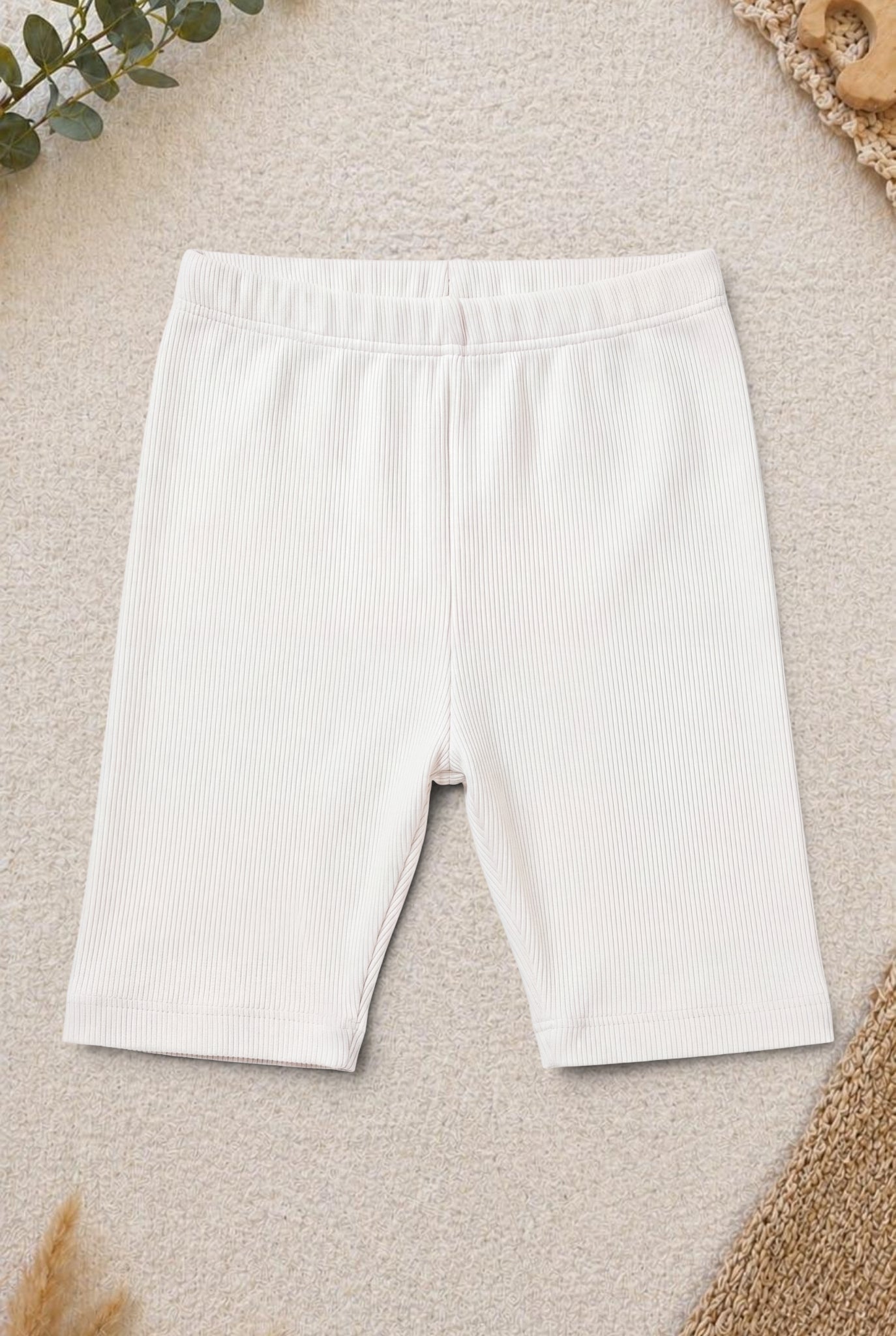 Radlerhose Creme Gerippt Elastischer Bund
