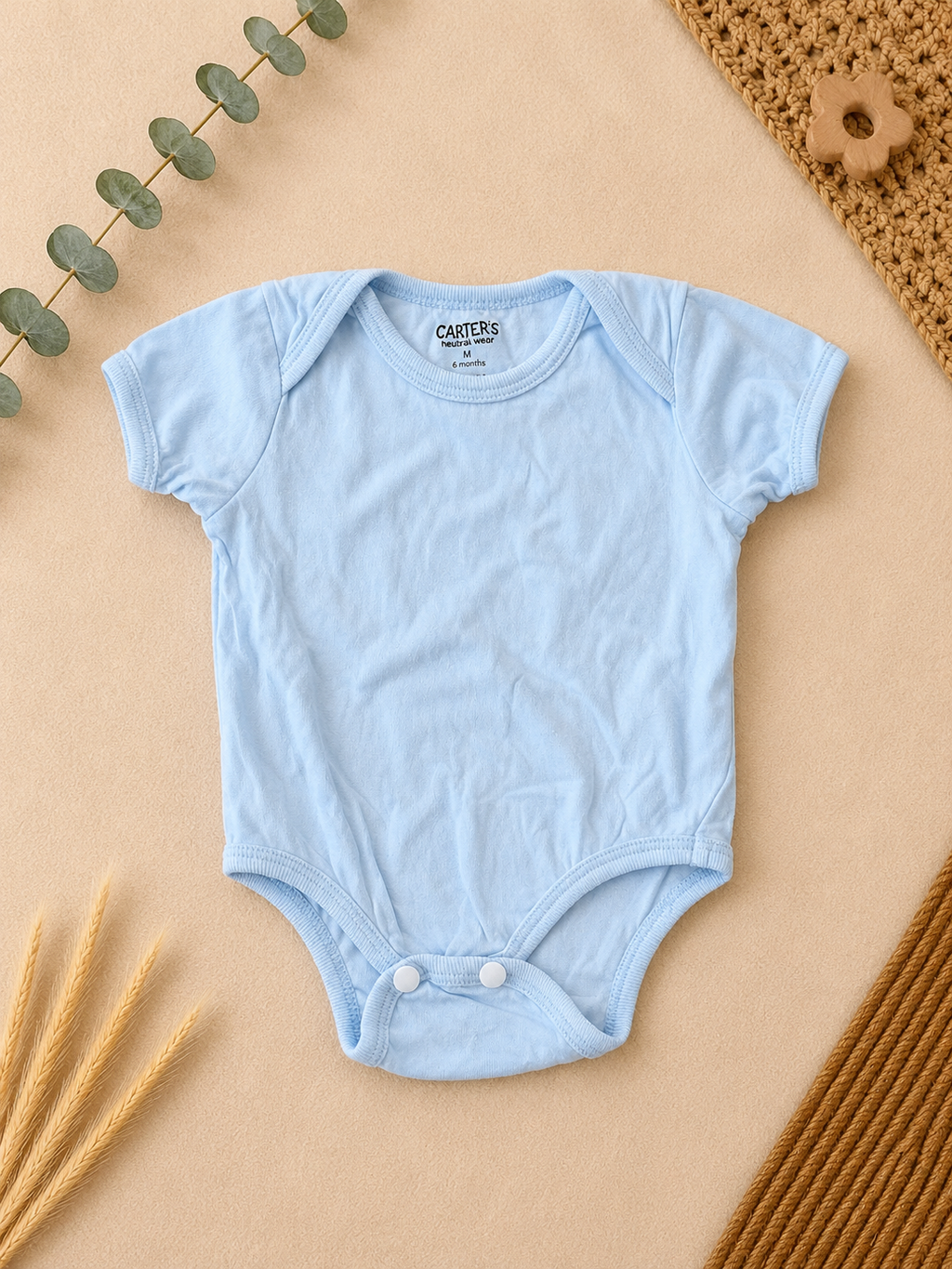 Carter's Kurzarm-Body Hellblau Uni