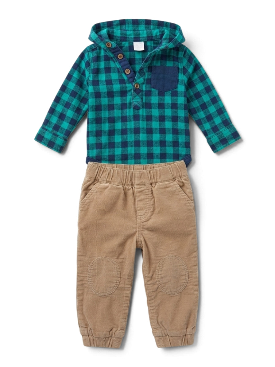 Set Flanellhemd Cordhose Kariert