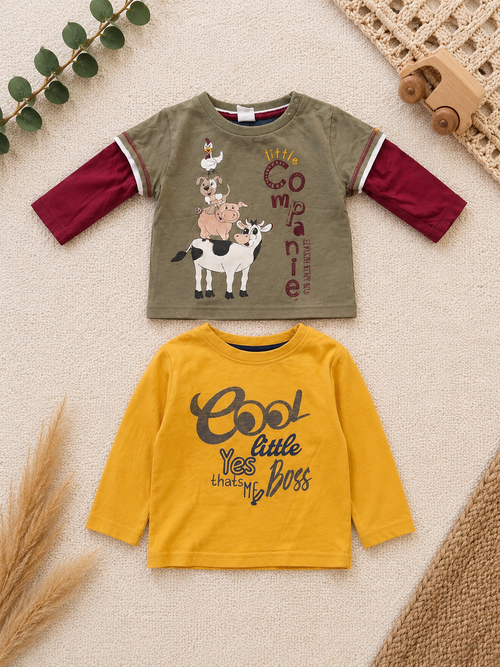 2er-Set Baby-Langarmshirts Little Companie & Cool Little Boss