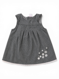 Kleid Grau Fischgrat Blümchen