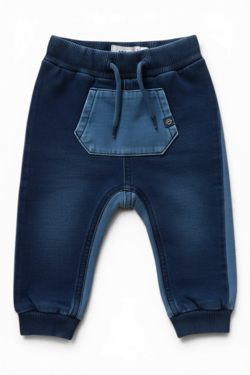 Name It Jogginghose Dunkelblau Denim-Look Känguru-Tasche
