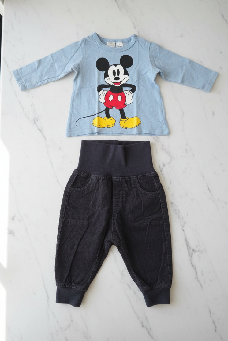 Baby-Set Mickey Mouse Langarmshirt & Jeans H&M