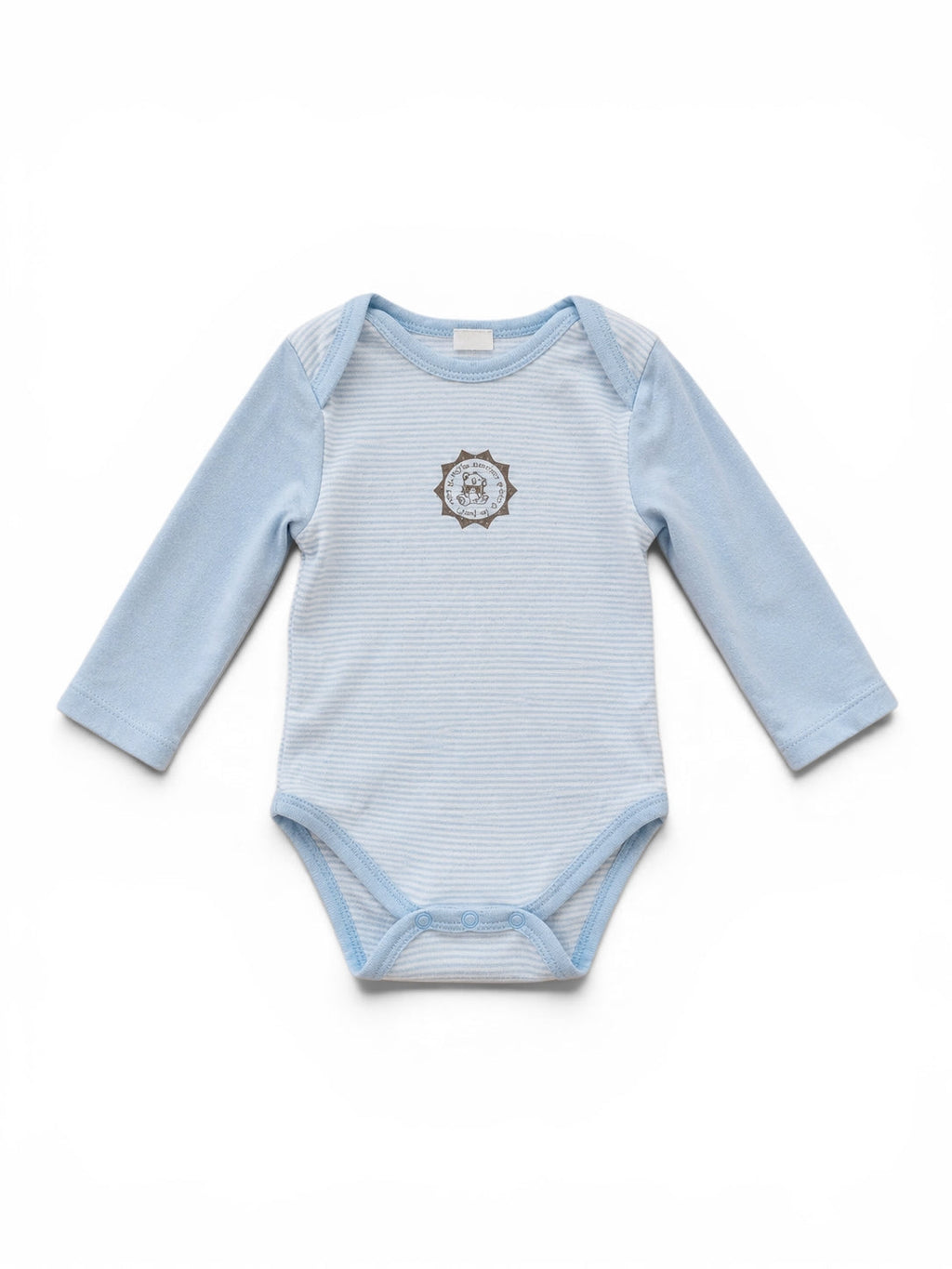 Baby-Langarm-Body Hellblau Gestreift