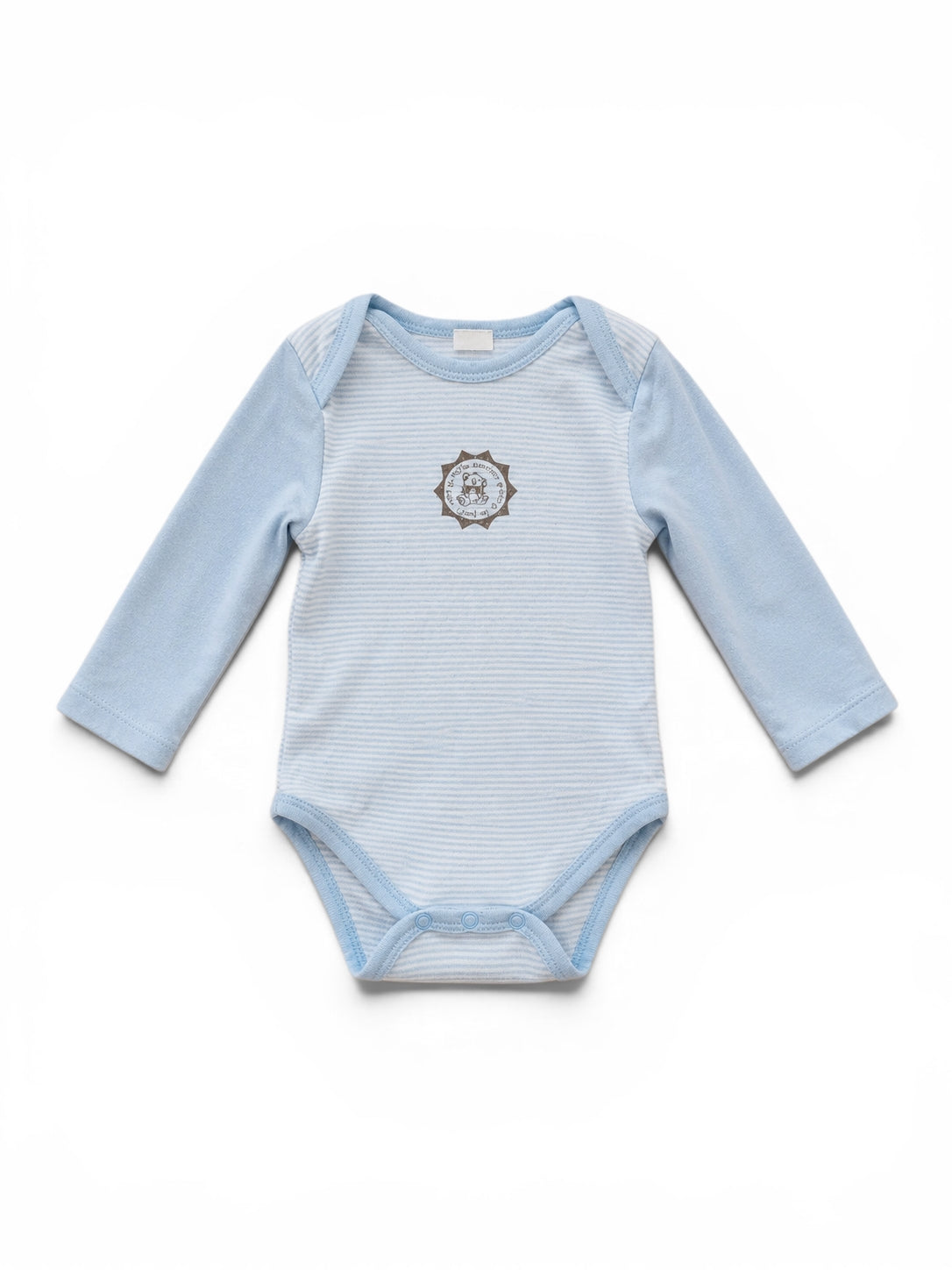 Baby-Langarm-Body Hellblau Gestreift