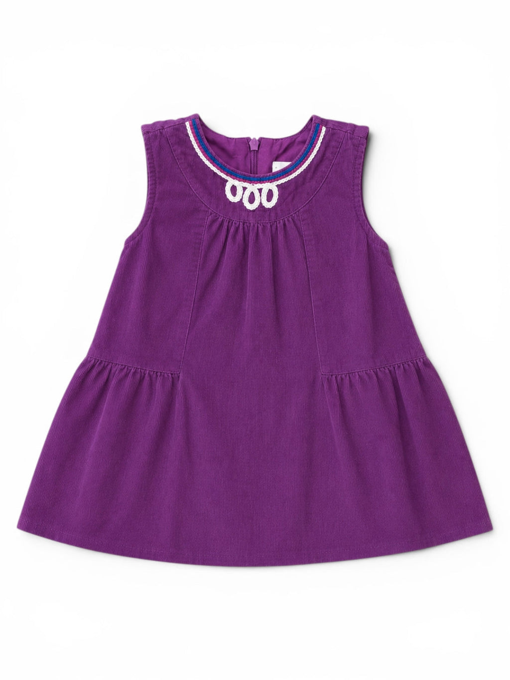 Kleid Lila Cord Häkelkragen