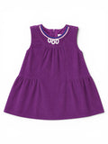 Kleid Lila Cord Häkelkragen
